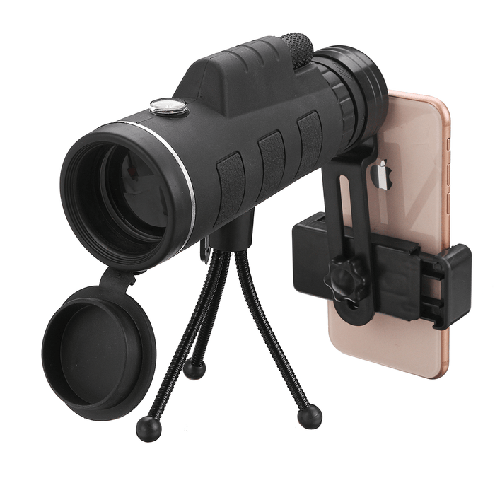 40X60 Monocular HD Optic BAK4 Low Light Night Vision Telescope with Phone Holder Clip Tripod Outdoor Camping