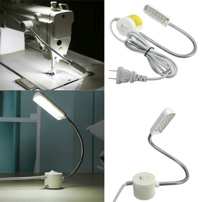 1W 220V Sewing Machine 12 LED Gooseneck Light Magnetic Base with US Plug