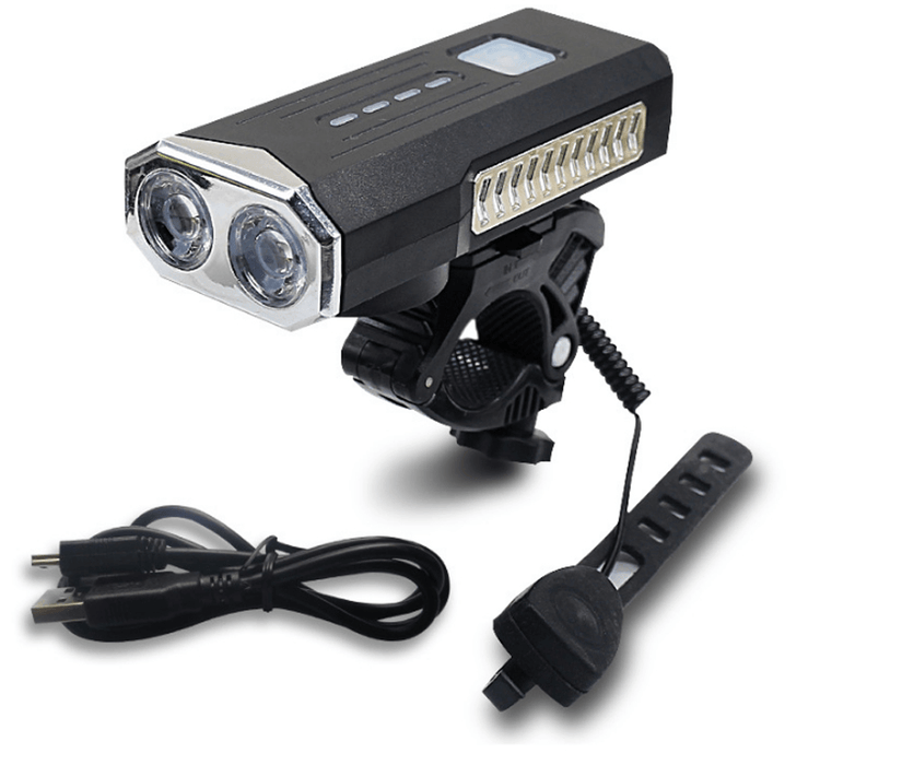 BIKIGHT 2-In-1 400LM 2Xt6 Bike Light 3 Modes Adjustable USB Charging Bicycle Front Lamp 6 Modes 120Db Horn with Mount Holder