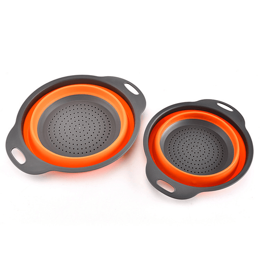 Ipree® 2Pcs/Set Silicone Folding Drain Baskets Retractable Colander Camping Picnic Storage Gadgets