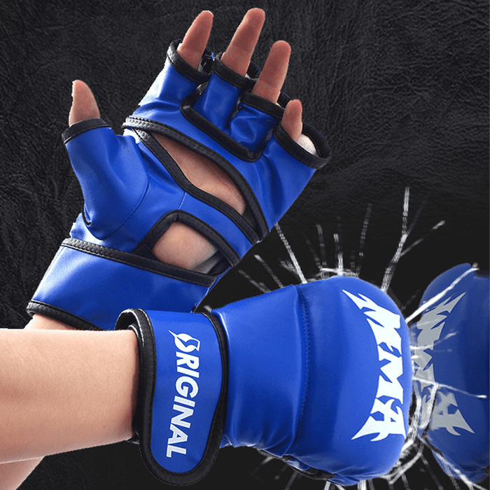 MMA 8Oz/10Oz/12Oz/14Oz Boxing Black Gloves Thickened Foam Half Finger Breathable Sports Boxing Training Gloves for Adult Children