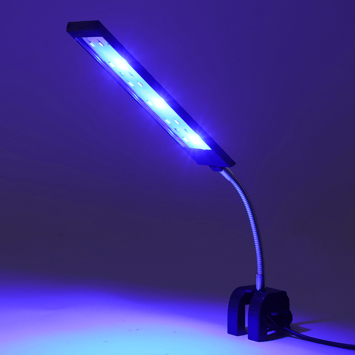 100-240V 7W Clip-On LED Aquarium Light Fish Tank Decoration Lighting Lamp with White & Blue Leds, Touch Control, 2 Modes
