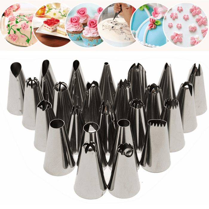 24PCS Icing Piping Nozzle Tips Cake Sugarcraft Pastry Decor Baking Tools Kit