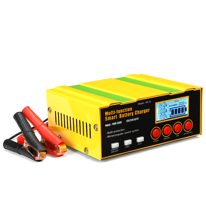 12V/24V Smart Automatic Car Motorcycle Battery Charger LCD Pulse Repair AGM Lead Acid