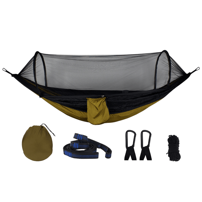 210T Nylon Hammock Ourdoor Camping Travel Hanging Bed with Mosquito Net