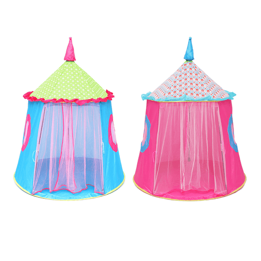 120X110Cm Kids Folding Play Tent Princess Indoor/Outdoor Castle Playhouse Game Tent for over Aged 3 Girls＆Boys Gifts