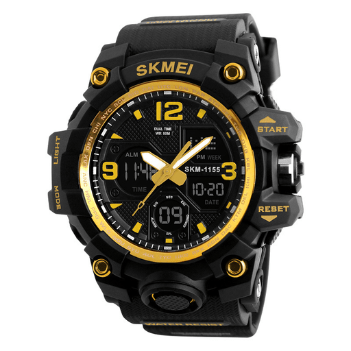 SKMIE 1155B Brand Waterproof EL Light Men Sport S Shock Watch Dual Display Analog Digital LED Electronic Quartz-Watches Bike Watch