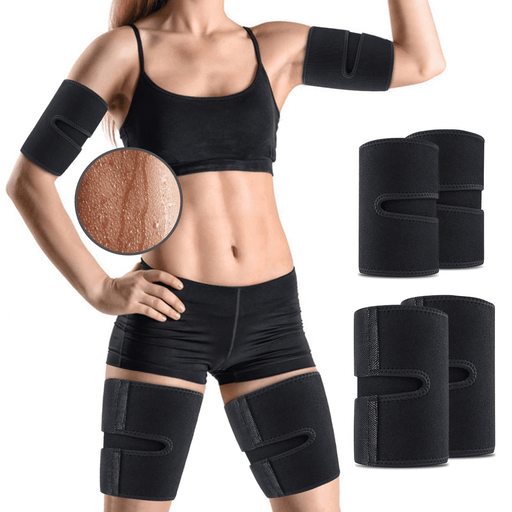 OUTERDO 4PCS Arm and Thigh Trimmers Protective Tape Body Exercise Wraps Adjustable to Lose Fat Improve Sweating for Women & Men