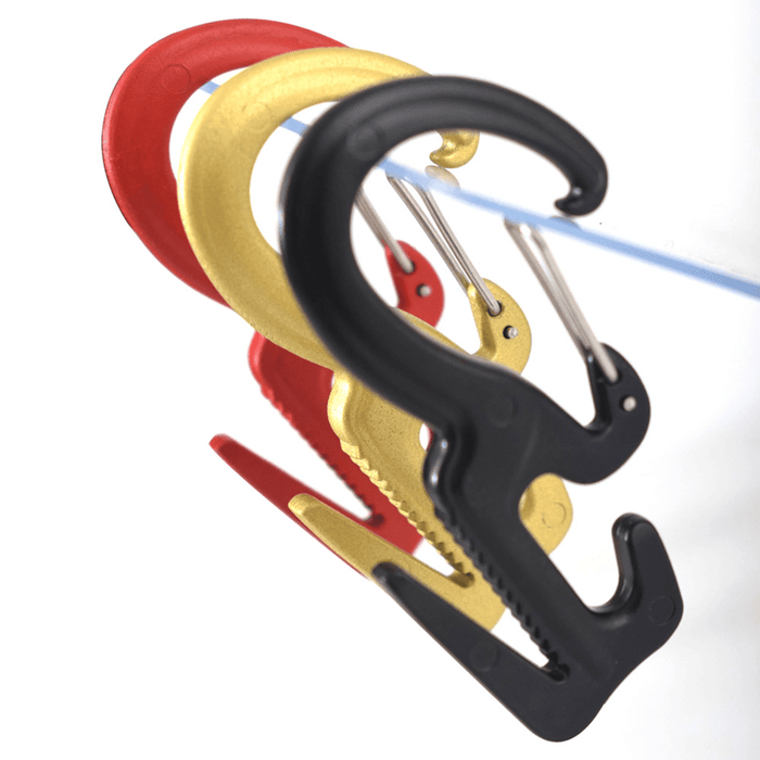 Outdoor Hiking Climbing Durable 9-Shaped 25KG Bearing Carabiner with 2M Rope-Black/Red/Gold