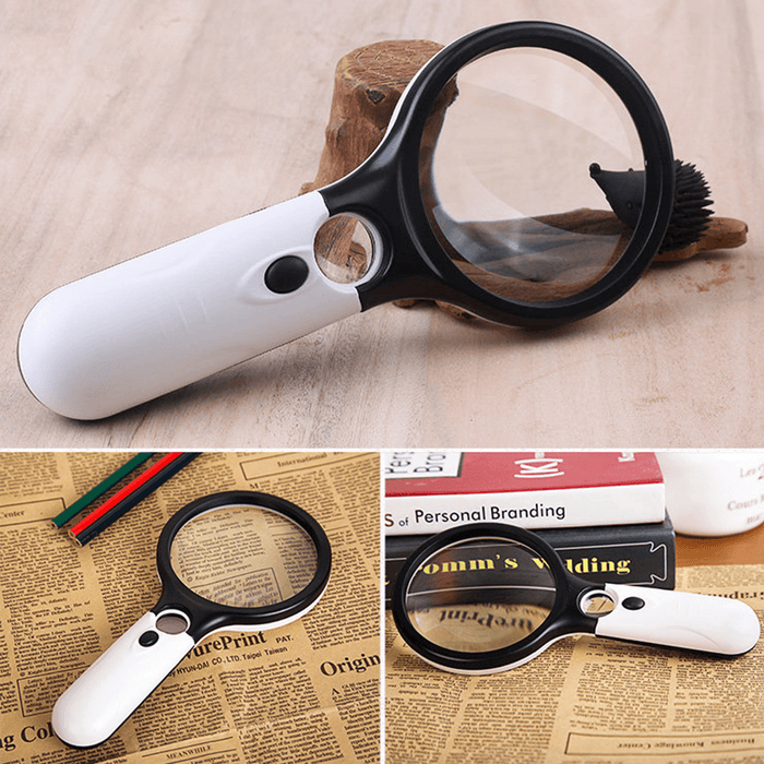 45X Handheld Magnifying Glass with 3 LED Light Magnifier Jewelry Loupe Lens