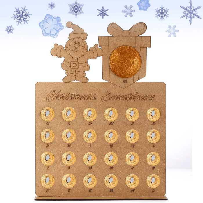 Wooden Christmas Advent Calendar Christmas Claus Decoration Fits 25 Circular Chocolates Candy Stand Rack