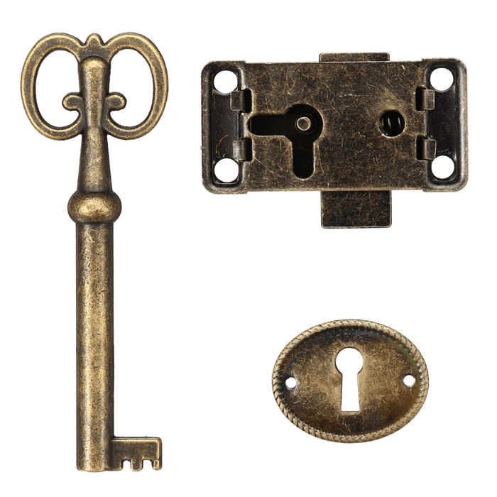 Cabinet Door Lock Set Key Antique Jewelry Makeup Case Furniture Door Drawer Lock