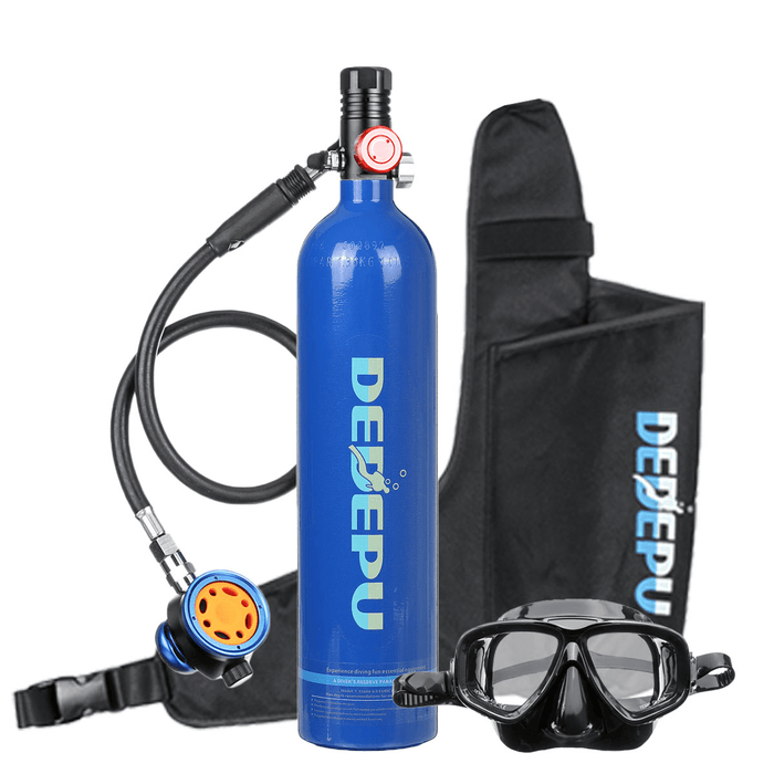 DEDEPU Mini Scuba Diving Tank Set 1L Diving Tank with Snorkelling Glasses+Breathing Valve Underwater Mini Scuba Tank Accessories