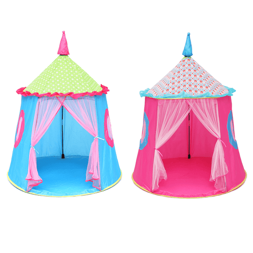 120X110Cm Kids Folding Play Tent Princess Indoor/Outdoor Castle Playhouse Game Tent for over Aged 3 Girls＆Boys Gifts