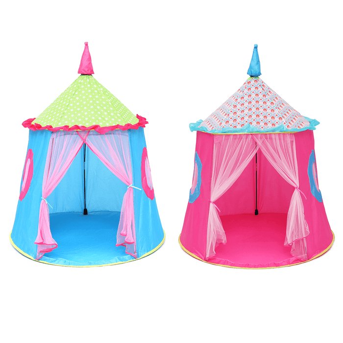 120X110Cm Kids Folding Play Tent Princess Indoor/Outdoor Castle Playhouse Game Tent for over Aged 3 Girls＆Boys Gifts