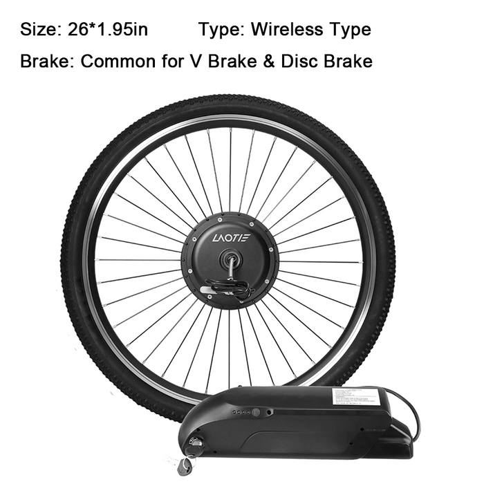 LAOTIE® EW-BT3 Wireless Bluetooth 26In/700C Universal 36V 10.4Ah 350W Intelligence Bicycle Wheel Brushless Motor Front Wheel for Electric Bike