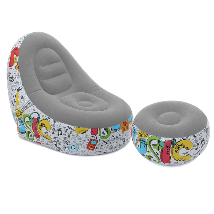Inflatable Lazy Lounge Chair Ottoman Set Adult Kids Sofa Footrest Home Indoor