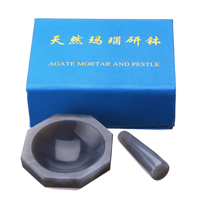 60Mm Natural Agate Mortar with Pestle Lab Glassware Mixing Grinder Kit for Pharmaceutical