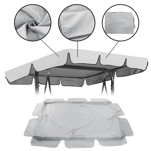 2/3 Seater Size Grey Uv-Proof Outdoor Garden Patio Swing Sunshade Cover Waterproof Canopy Seat Top Cover