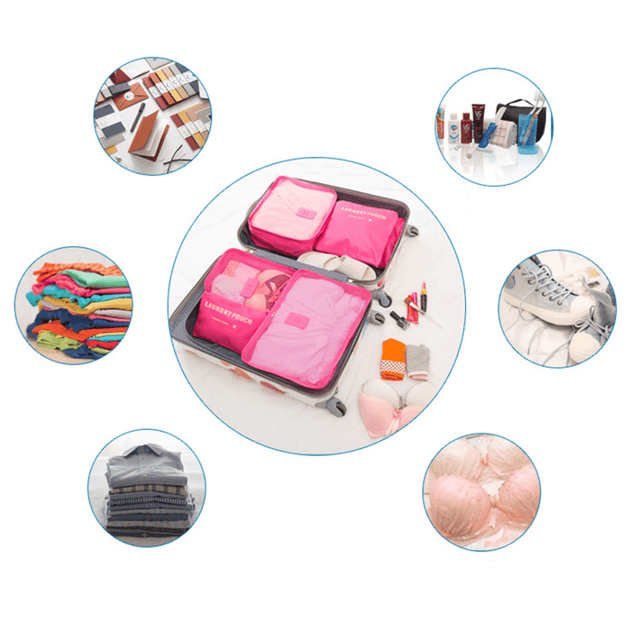 SAGM 6 in 1 Outdoor Travel Sorting Clothes Storage Bag Luggage Packing Bag Clothes Bags