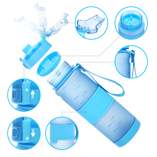 500ML Food Grade TRITAN Water Bottle Bouncy Lid Sports Bottle with Filter Portable Fitness School Yoga for Kids Adults