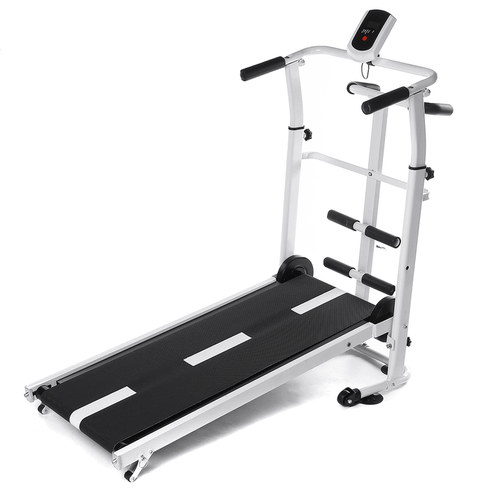 Folding Treadmill Mini Running Walking Jogging Machine with LCD Display Portability Wheels Max Load 150Kg