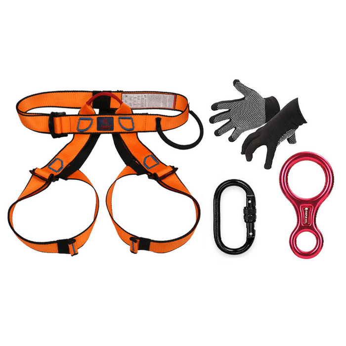 XINDA 8 in 1 Outdoor Survival Kits 10M Climbing Rope Safety Belt Carabiner Window Breaker Gloves Whistle Speed-Drop Ring Non-Slip Hiking Fire Escape Tools