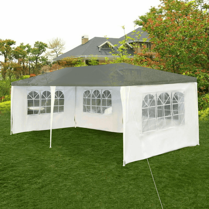 10X20Ft Canopy Side Wall 210D Waterproof Gazebo Shelter Shade with Windows Outdoor Easy Party Tent without Top