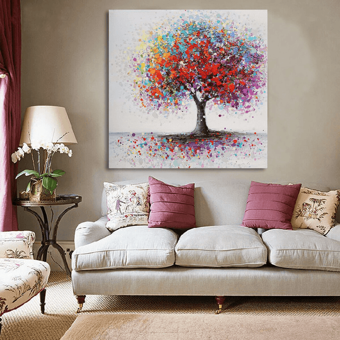 Framed Colorful Tree Abstract Print Art Oil Paintings Picture Home Decor