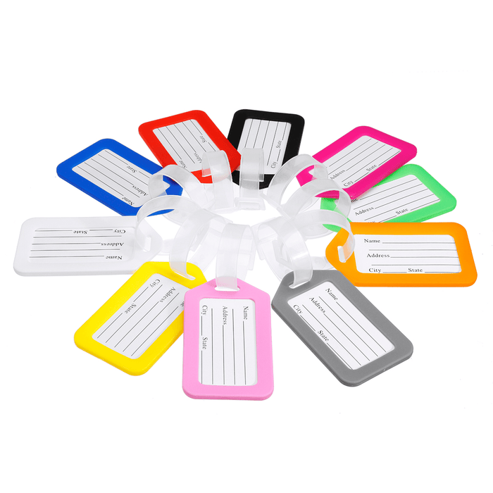 10 Pcs Luggage Bag Tag Name Address ID Label Plastic Travel Bag Tags for Suitcase Bag