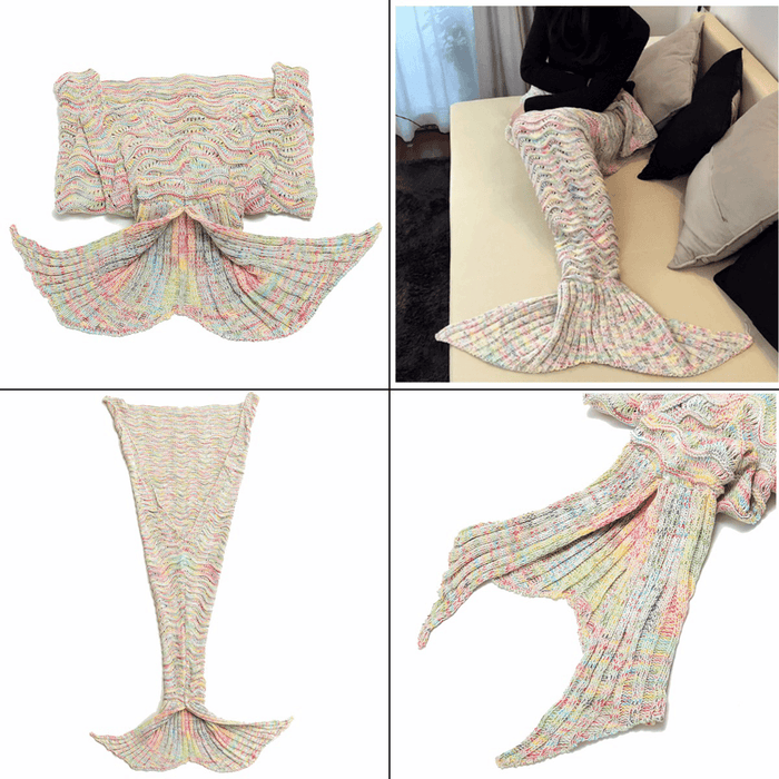 180Cm Super Soft Crocheted Mermaid Tail Blanket Knitting Kids&Adult Sofa Sleeping Bag