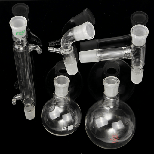 500Ml 24/40 Glass Distillation Apparatus Bottle Laboratory Chemistry Glassware Kit