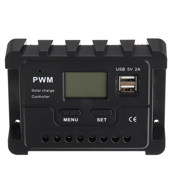 12V/24V Display PWM Solar Controller 10-30A Solar Charge Controller Dual USB IP30 Waterproof