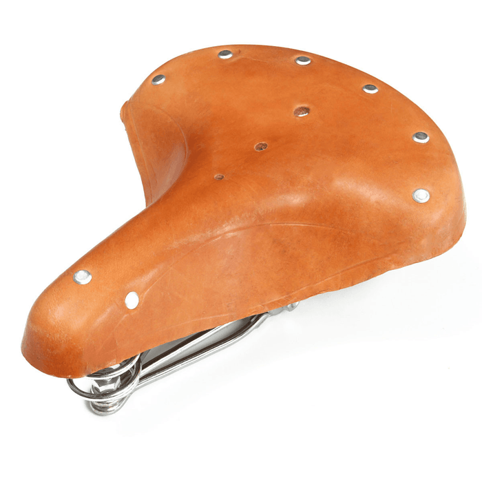 BIKIGHT Vintage Brown Bicycle Bike Cycling Saddle Seat Genuine Leather with Springs