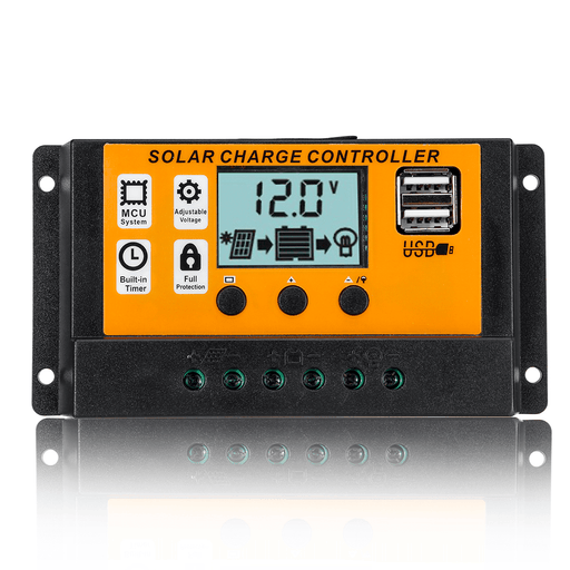 LCD Display 12V/24V Auto Solar Charge Controller PWM Controller Dual USB Solar Panel Controller