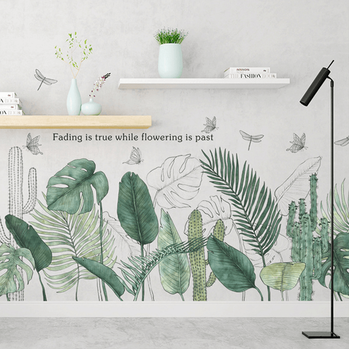 Wall Stickers DIY Tropical Palm Leaves Wallpaper Home Bedroom Decoration