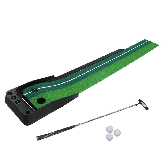 Golf Putting Mat Set Auto Return Golf Training Mat Folding Grass Pad with 3 Pcs Golf Ball Putter