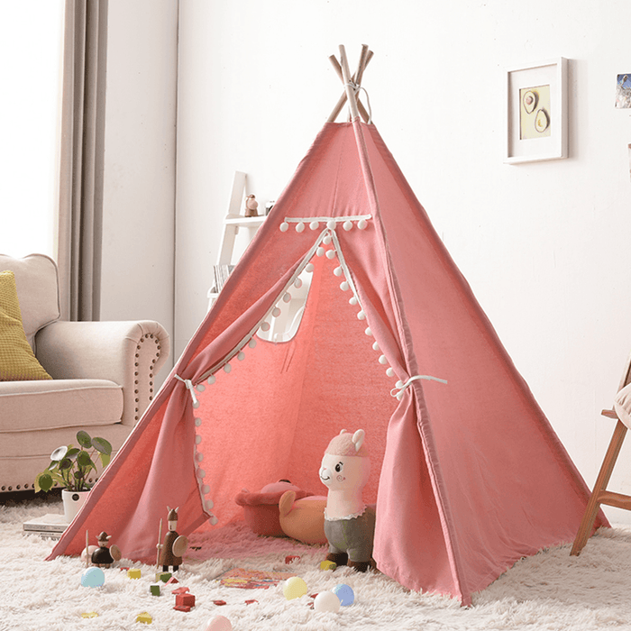 Kids Game Tent Triangle Play House Children Canvas Castle Tent Indoor Garden Gift