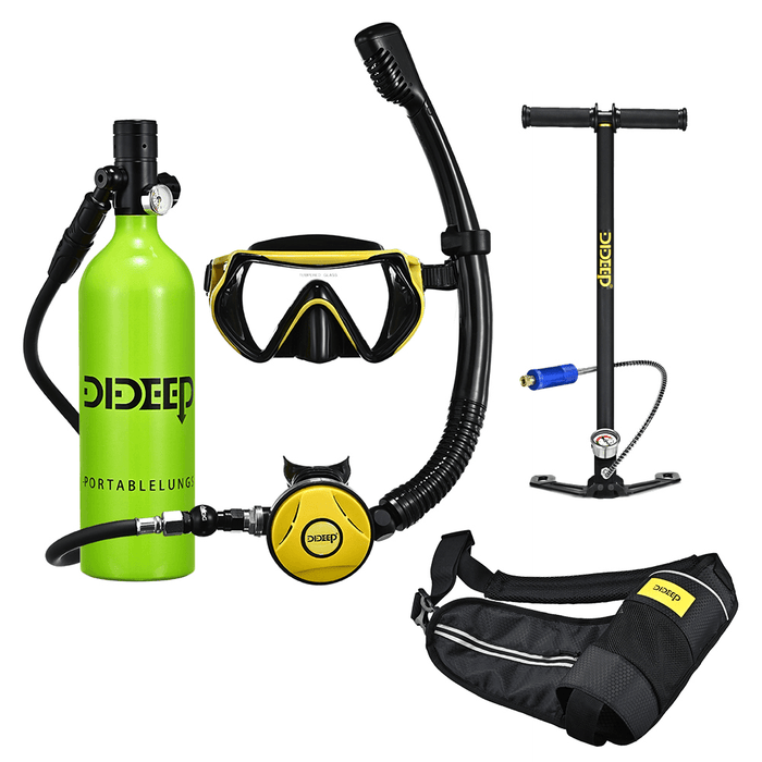 DIDEEP X4000Plus 1L Scuba Diving Cylinder Set Mini Oxygen Tank Respirator Snorkel Tube Anti-Fog Diving Goggles Air Pump