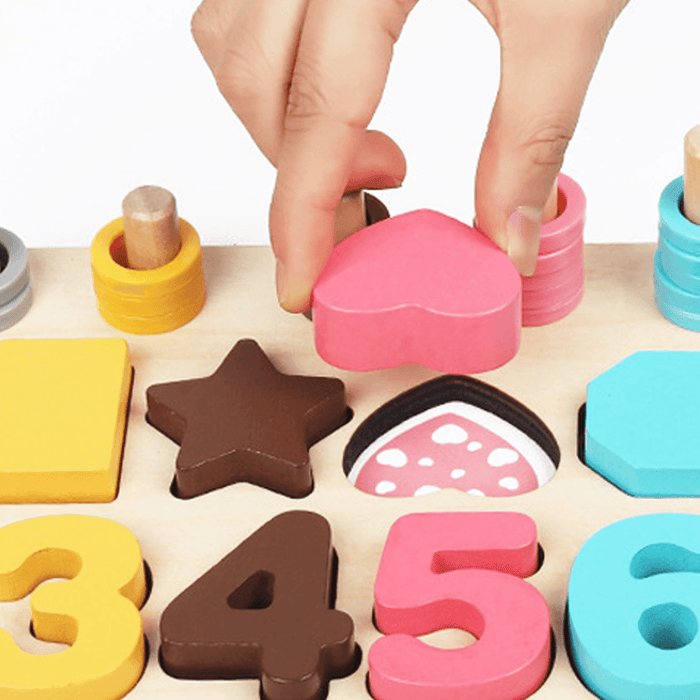 Wooden MATH Toys Board Digital Matching Fishing Board Kids Baby Early Education Teaching Math Toys