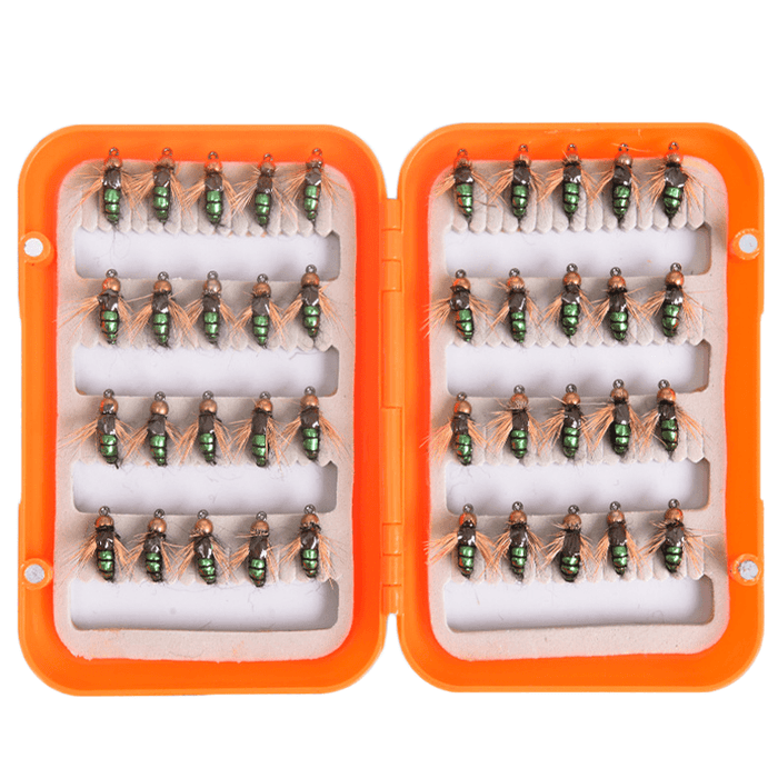 LEO 40Pcs/Lot Fly Fishing Lure Set Artificial Bait for Pesca Fish Fishing Hooks Tackle with Box