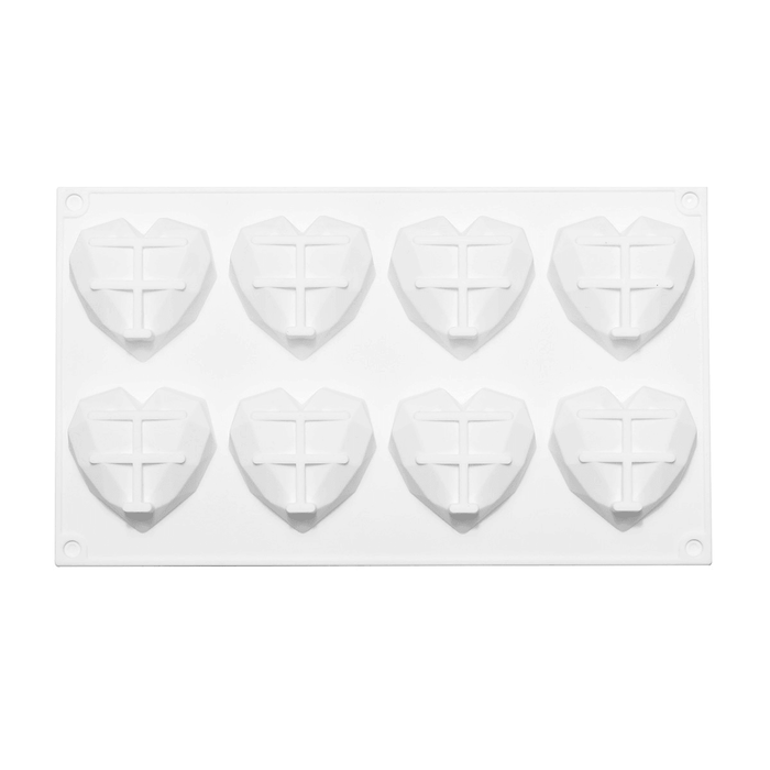 8 Grids Diamond Heart Dessert 3D Cake Mold Art Mousse Silicone Mould