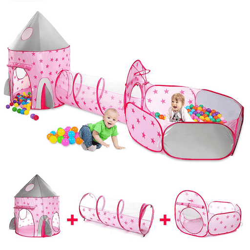 AUGIENB 3 in 1 Kids Ball Pit Tent with Crawling Tunnel Teepee for Kids Indoor/Outdoor Fold up Playhouse Set for Babies＆Toddlers＆Boys＆Girls