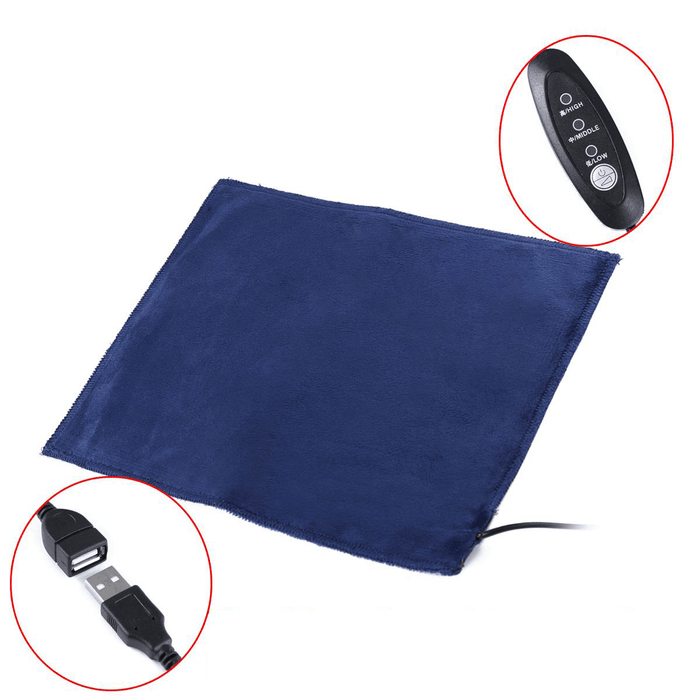5V USB Electric Heating Pads 3 Level Temperature Adjustable Clothes Heater Sheet Winter Plush Pads Warmer Bed Pad