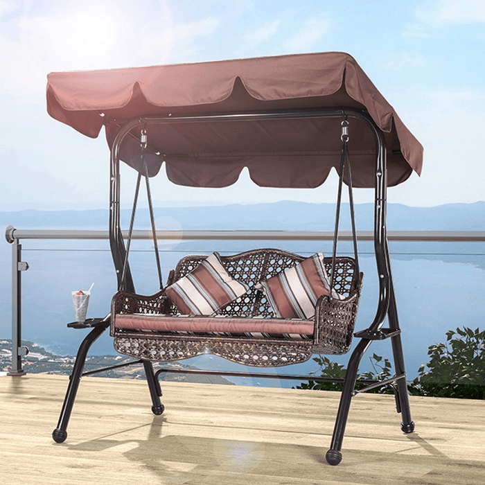 195X125Cm Swing Seat Top Cover 2-3 Seater Canopy Replacement Outdoor UV Protection Waterproof Rainproof Tent Sunshade