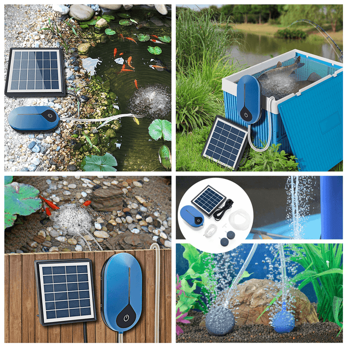 AP008 Solar Power Oxygen Pump Solar Powered Air Pump Kit 1.5W Solar Panel for Fish Pond Aquaculture