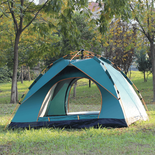 3-4 Person Fully Automatic Tent Waterproof Anti-Uv Popup Tent Outdoor Family Camping Hiking Fishing Tent Sunshade-Sky Blue/Green