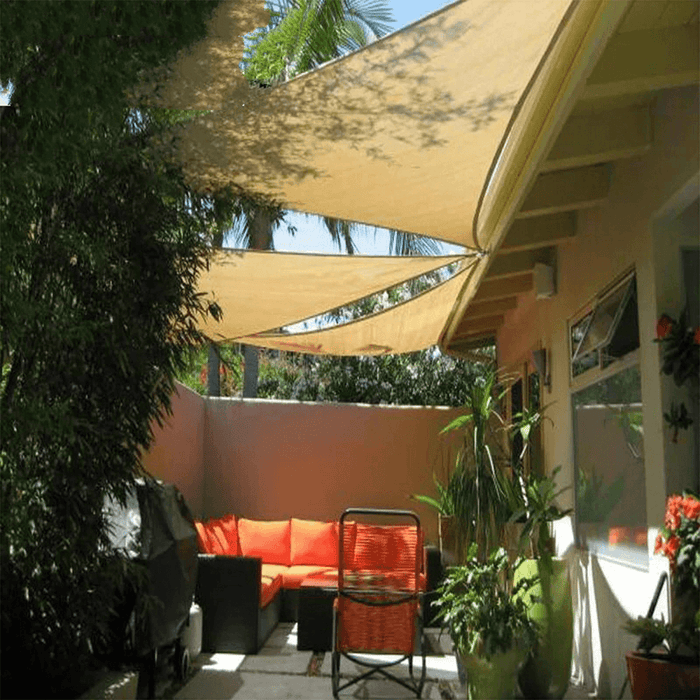 12X12X12Ft Beige Triangle Sun Shade Sails for Patio Garden Outdoor Facility and Activities