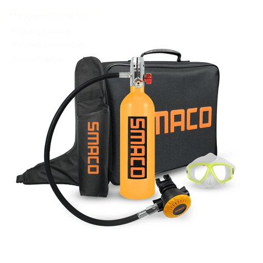 SMACO 1L 20Min Scuba Diving Tank Set Scuba Tank Breathing Valve Goggles Storage Bag Swimming Diving Equipment