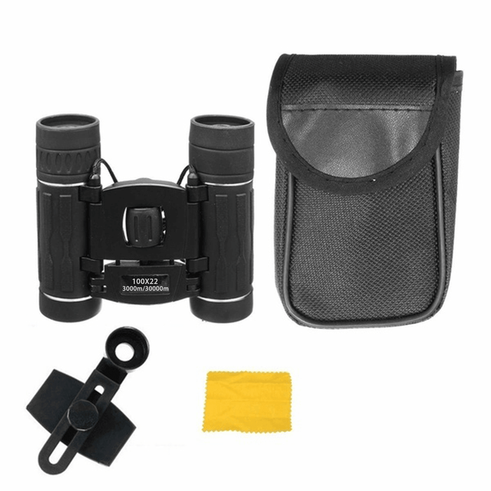 100X22 Mini HD Binoculars Folding Compact BAK4 Telescope High Powered Night Vision Binoculars